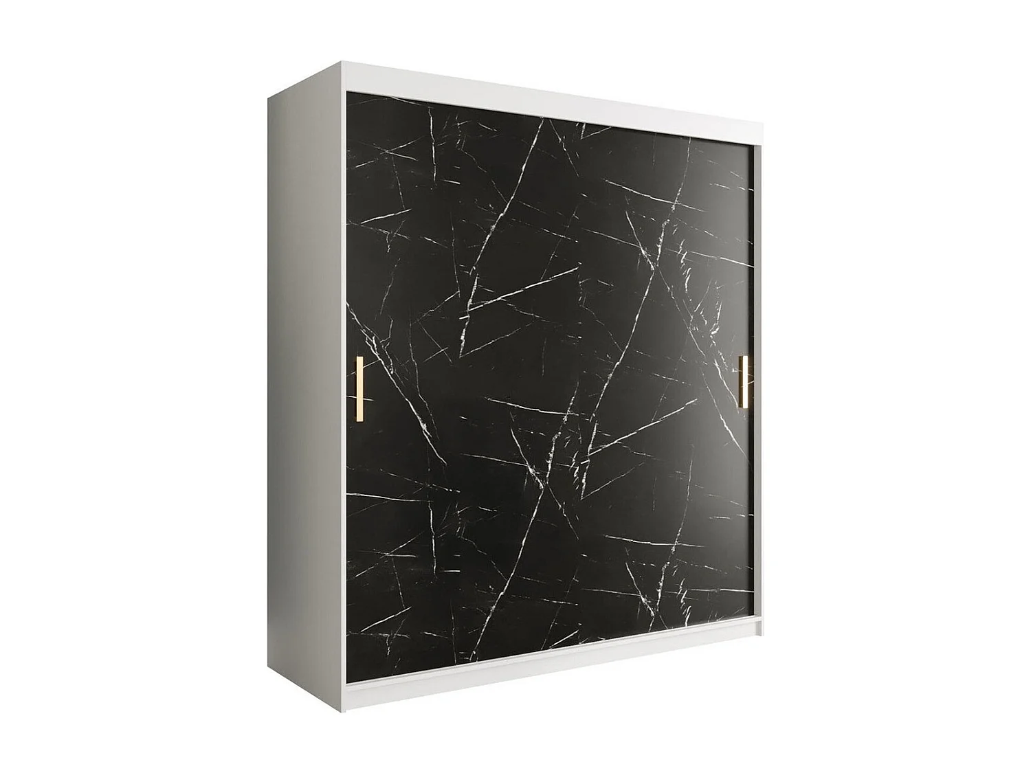 Armario Hartford 249, Mármol negro|Mate blanco, 200x180x62cm, Número de estantes: 9