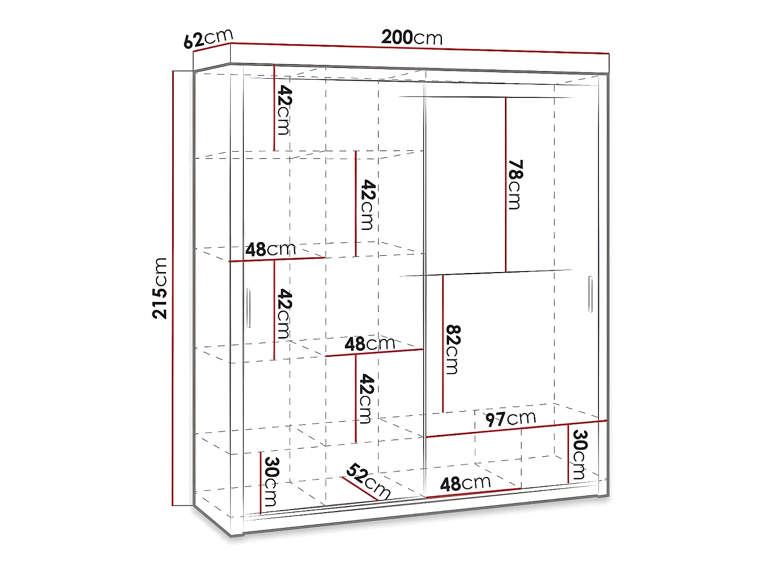 Armoire Catromi 108, Chêne Artisan, 215x200x62cm, Portes d'armoire: Coulissantes
