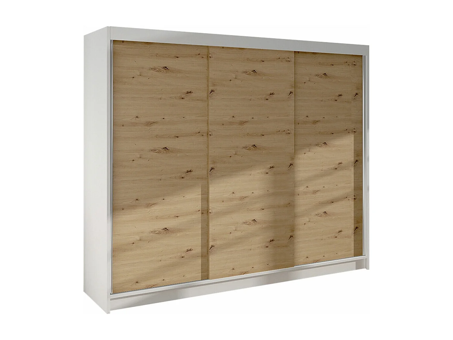 Armario Closico 159, Blanco|Roble Artisan, 215x200x58cm, Puertas de armario: Correderas