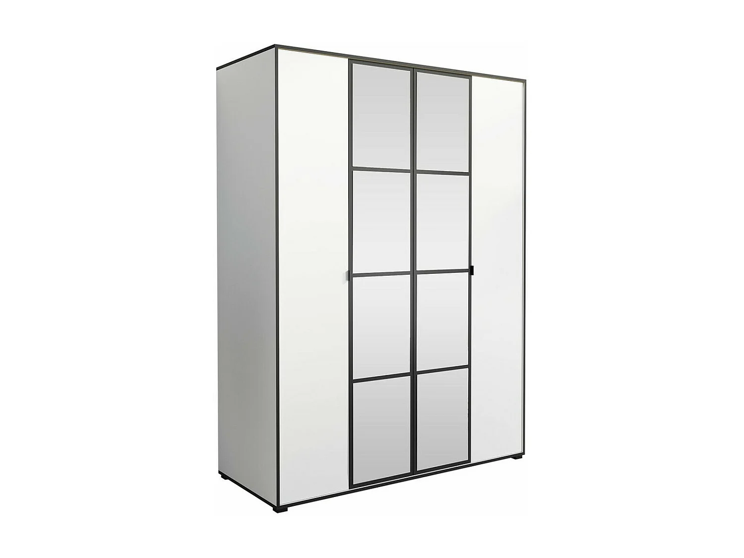 Armario Toledo 117, Blanco|Negro, 206x150x65cm, Puertas de armario: Con bisagras