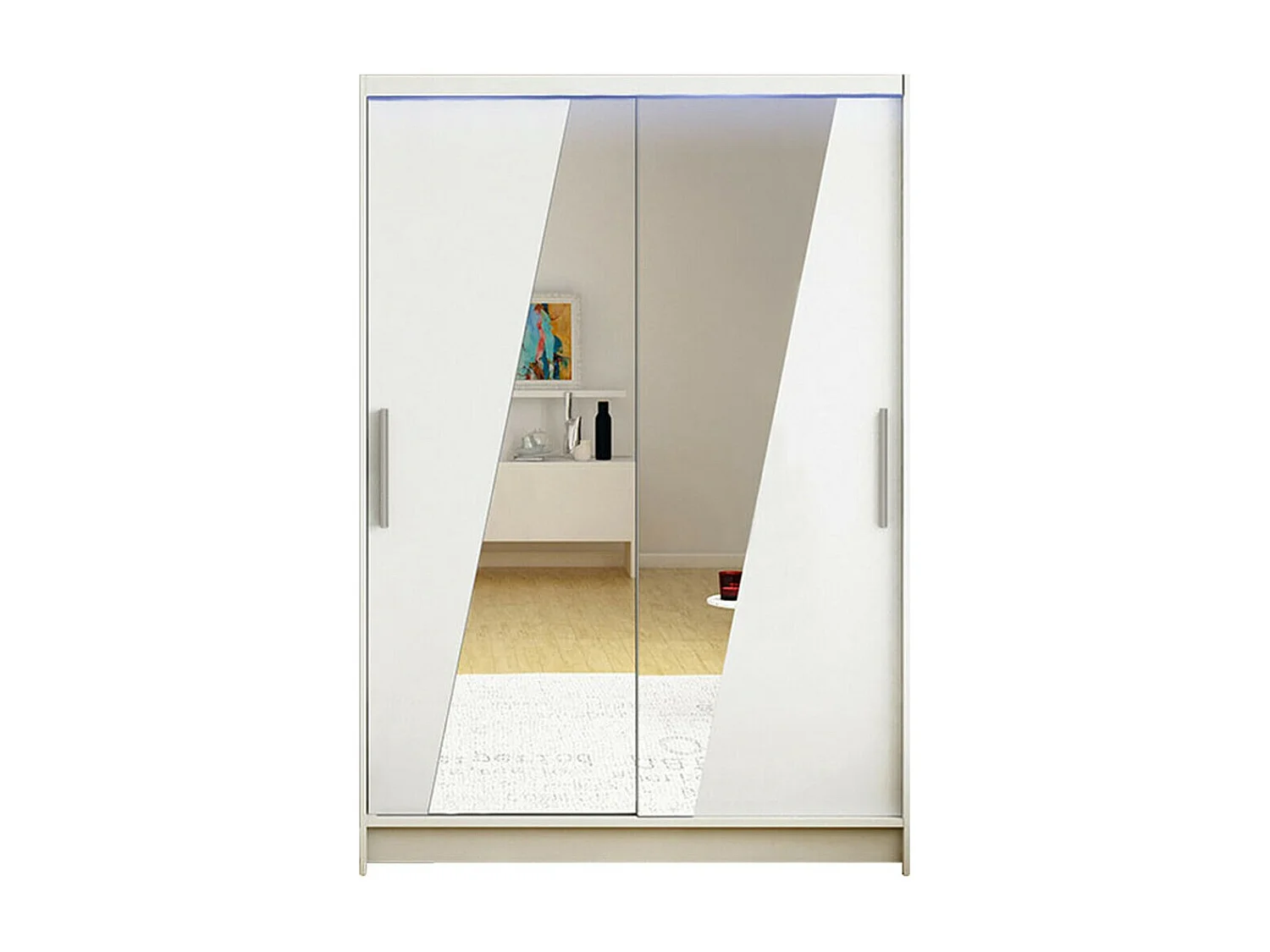 Armoire Closico 152, Blanc, 200x120x58cm, Portes d'armoire: Coulissantes