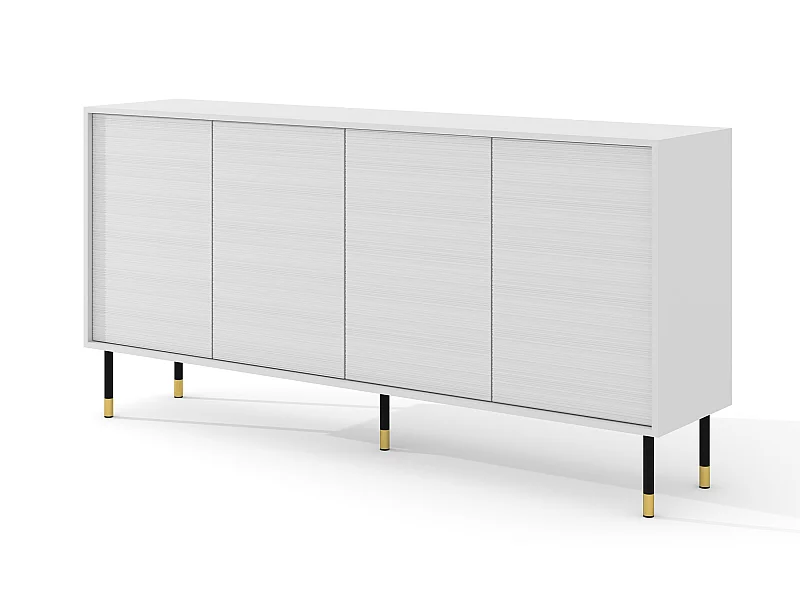 Kommode SHERWOOD 4D 180 cm gefräst auf Beinen Weiß Matt