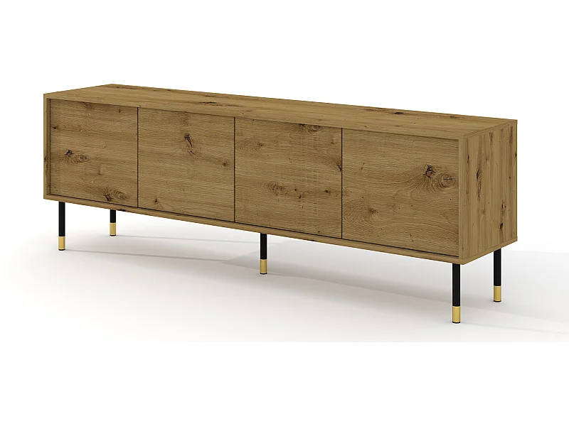 Mueble de TV SHERWOOD 4D 180 cm fresado sobre patas roble artesanal