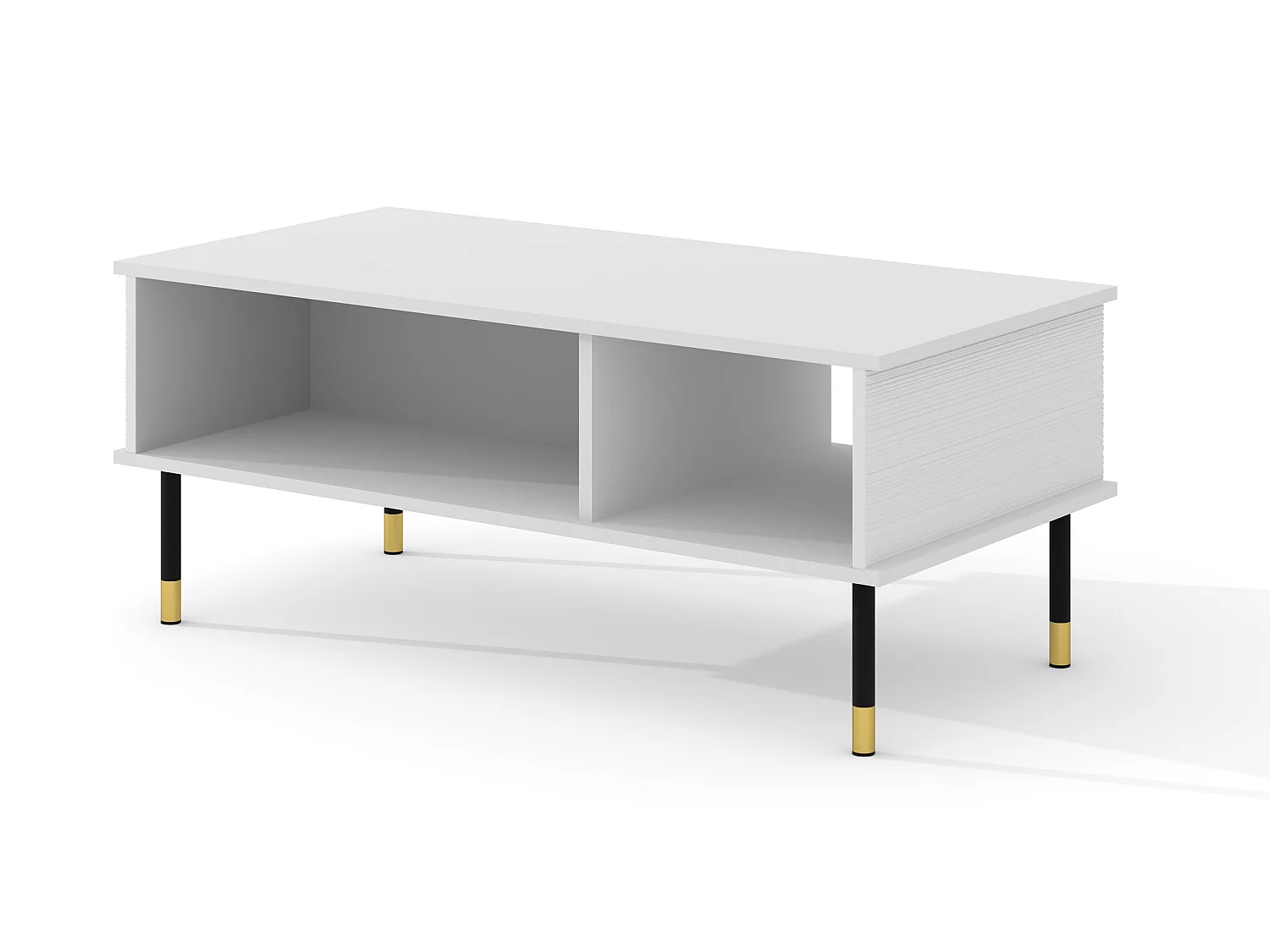 Salontafel SHERWOOD 110x55 cm gefreesd op poten mat wit