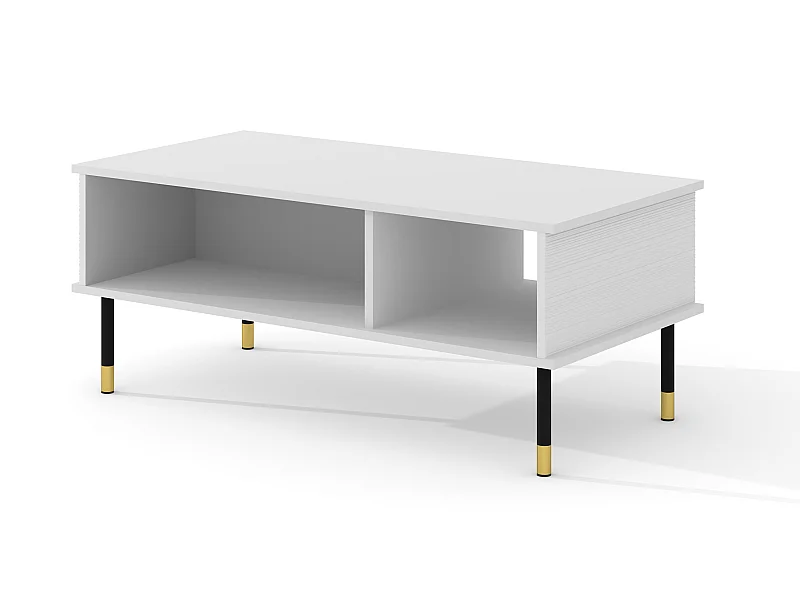 Salontafel SHERWOOD 110x55 cm gefreesd op poten mat wit