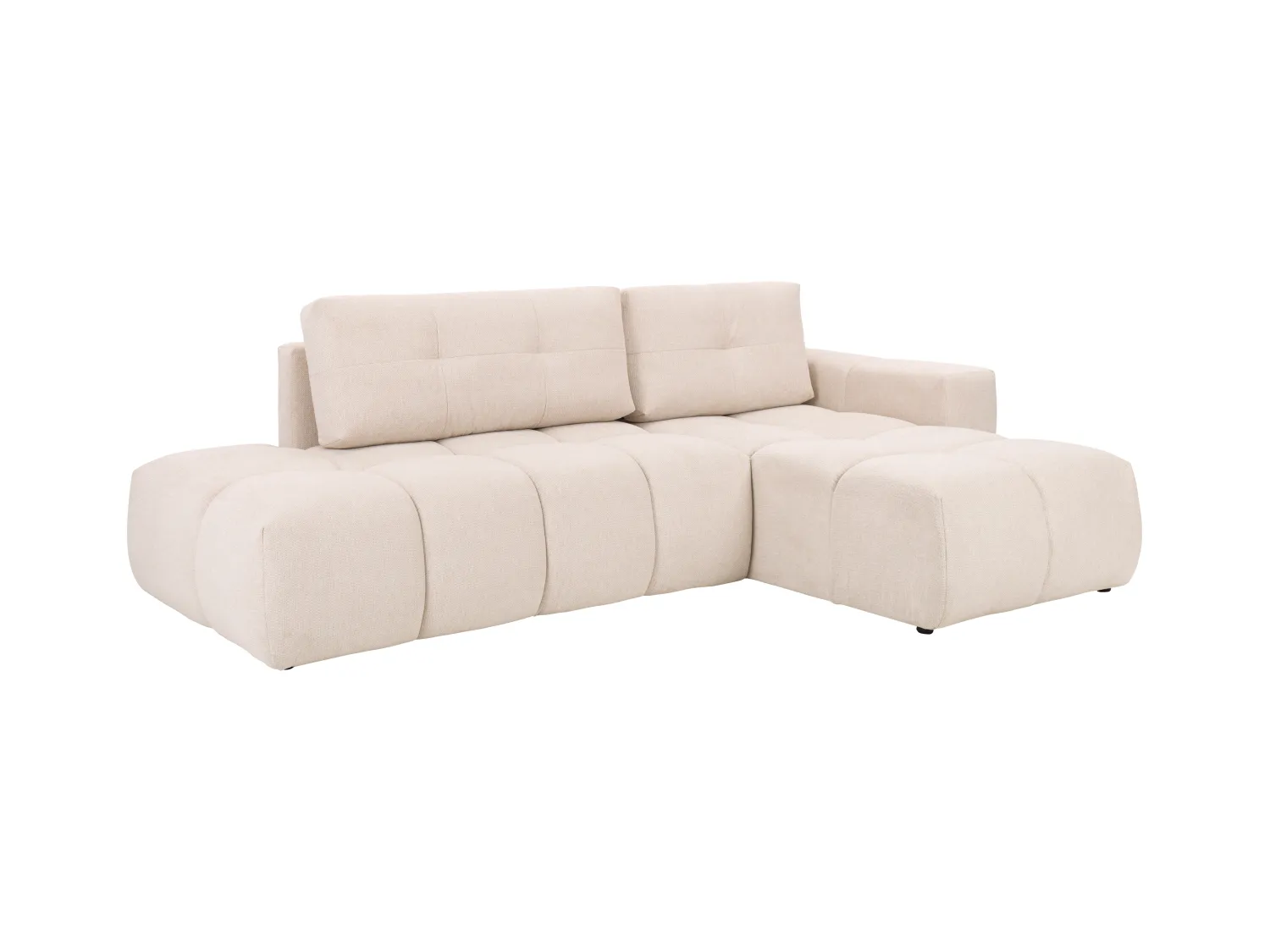 Læderremøbel højreolssofaehaven konvertibel sovetrædskift sofa i tekstureret beige TRIMALDI