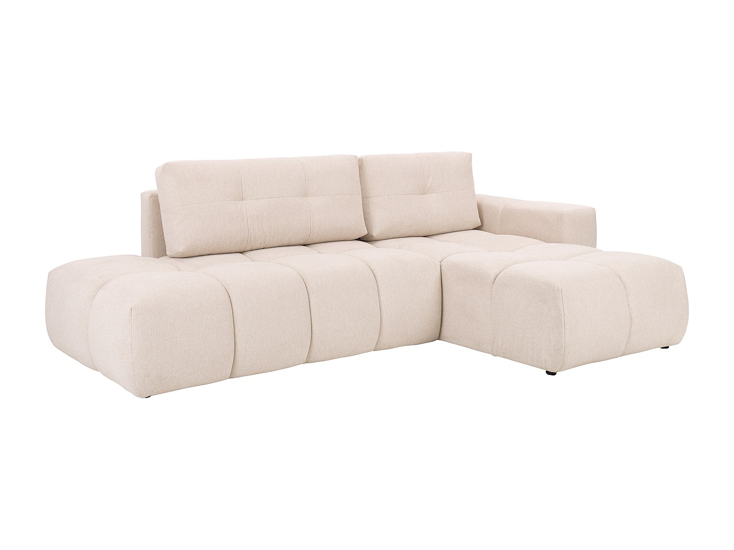 Ecksofa mit Schlaffunktion - Ecke rechts - Stoff - Beige - TRIMALDI günstig online kaufen