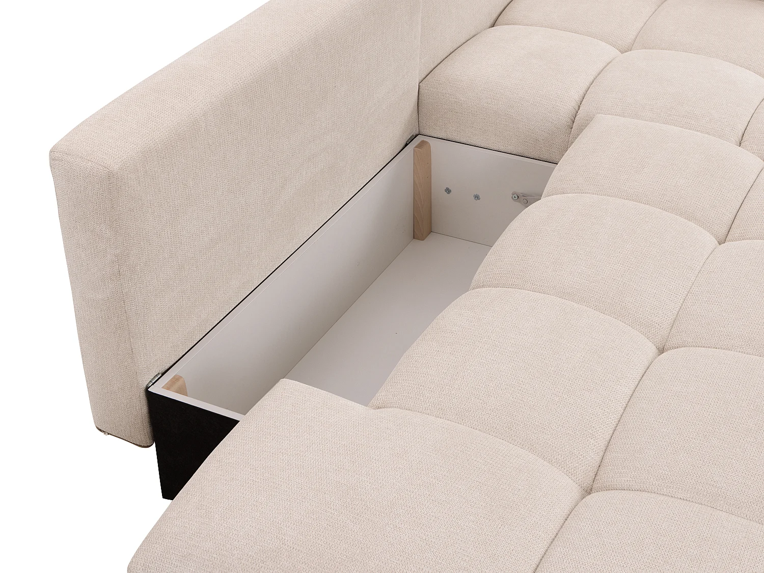 Divano letto in Tessuto Beige - Angolo a destra - TRIMALDI