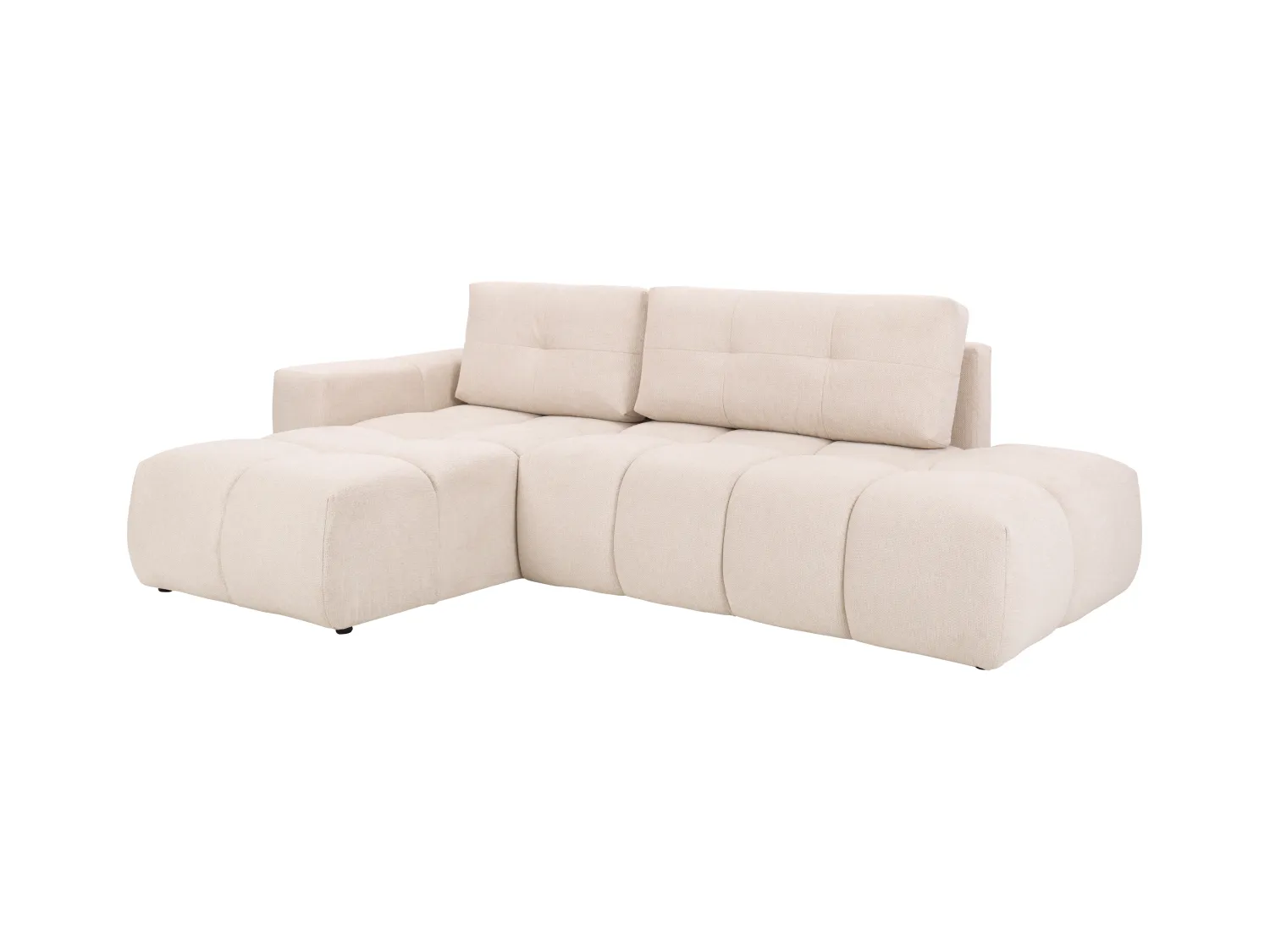 Divano letto in Tessuto Beige - Angolo a sinistra - TRIMALDI
