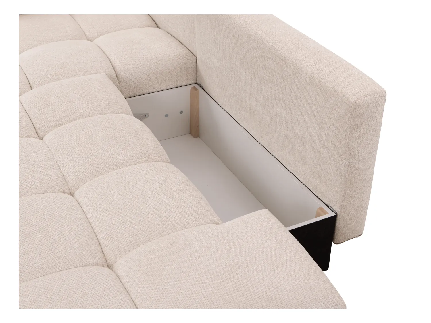 Divano letto in Tessuto Beige - Angolo a sinistra - TRIMALDI