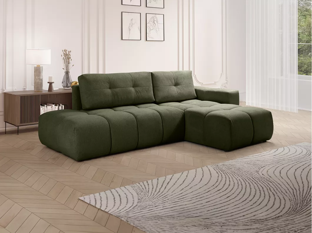 Kauf Unique Ecksofa mit Schlaffunktion - Ecke rechts - Stoff - Grün - TRIMALDI