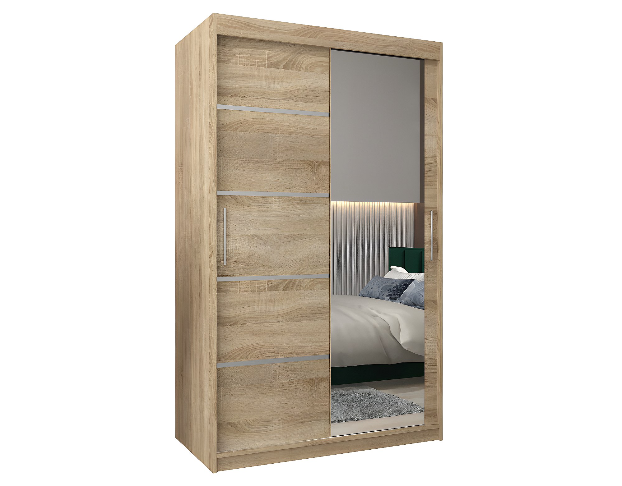 Armoire 2 portes coulissantes Verona 2 120x200 cm avec miroir Pin