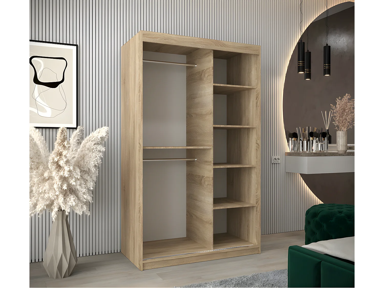 Armoire 2 portes coulissantes Tokyo 120x200 cm Pin