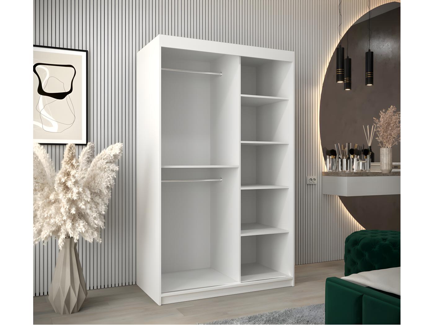 Armoire 2 Portes Coulissantes Tokyo 2 120x200 Cm Avec Miroir Blanc