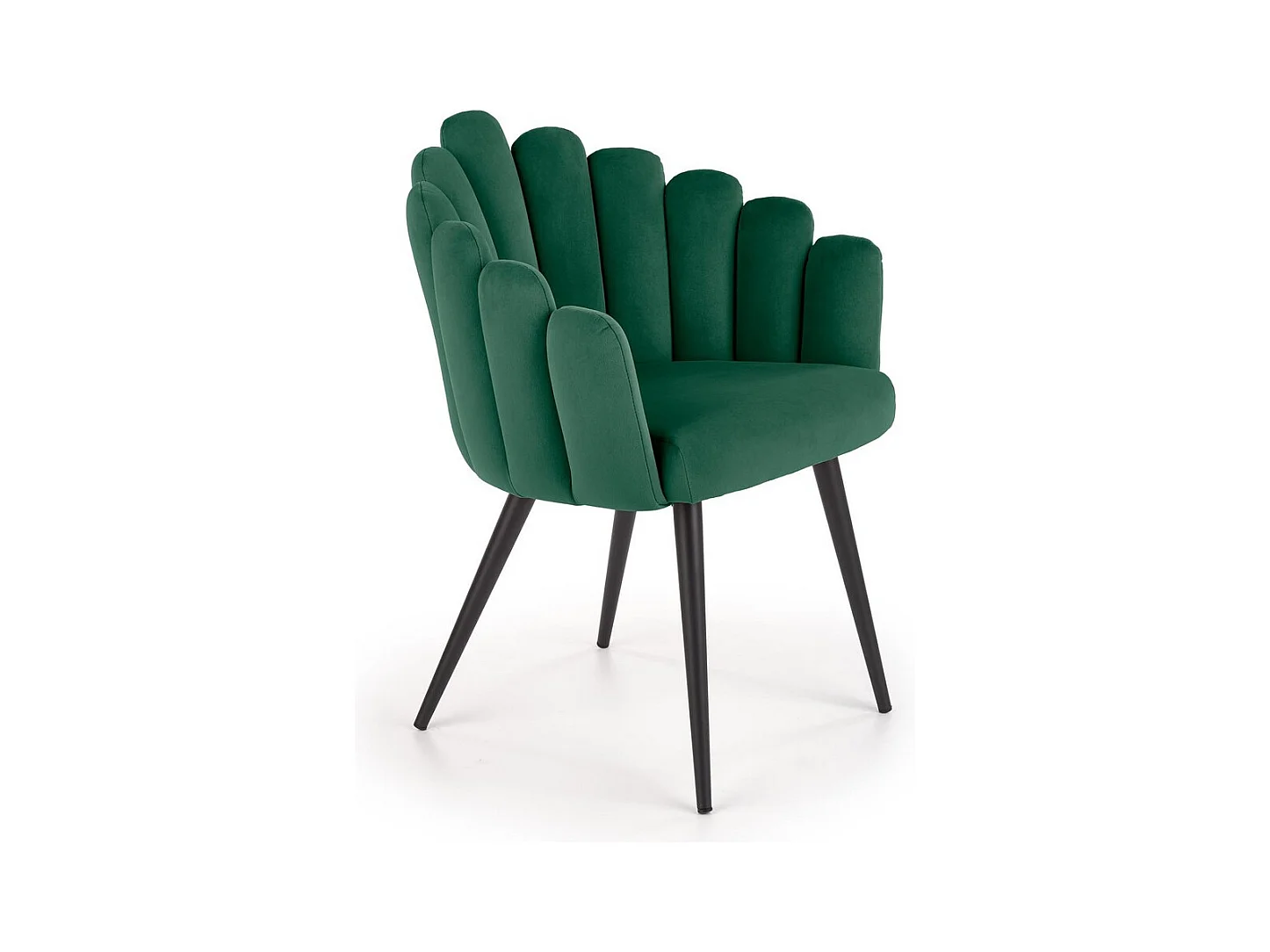 Silla de concha de terciopelo verde Amboise