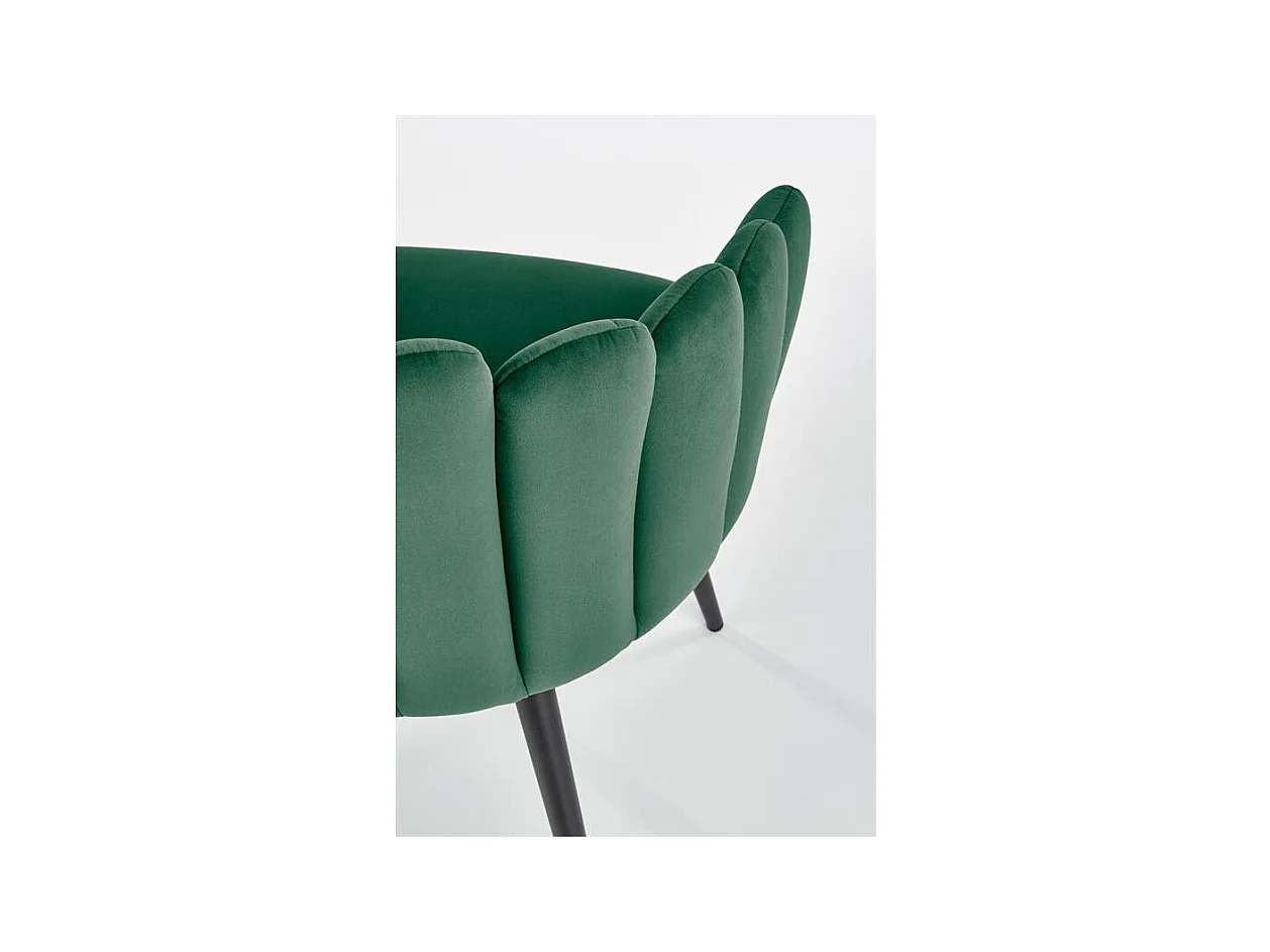 Silla de concha de terciopelo verde Amboise