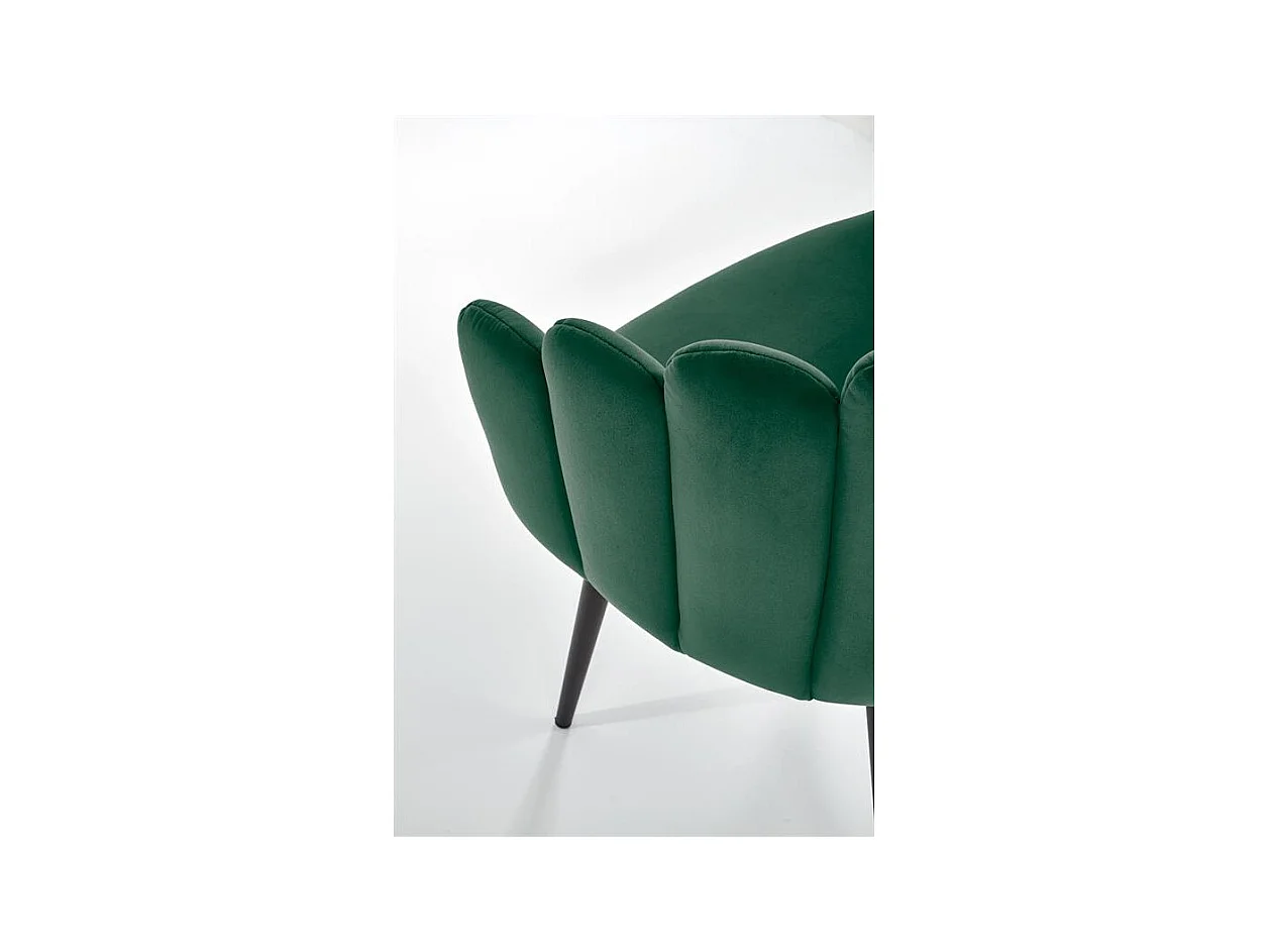 Silla de concha de terciopelo verde Amboise