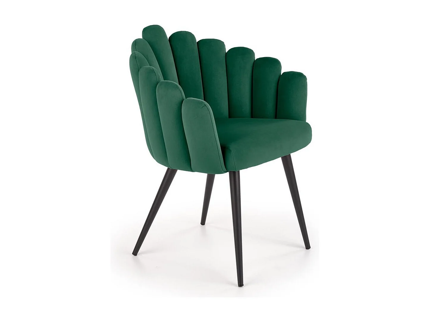 Silla de concha de terciopelo verde Amboise
