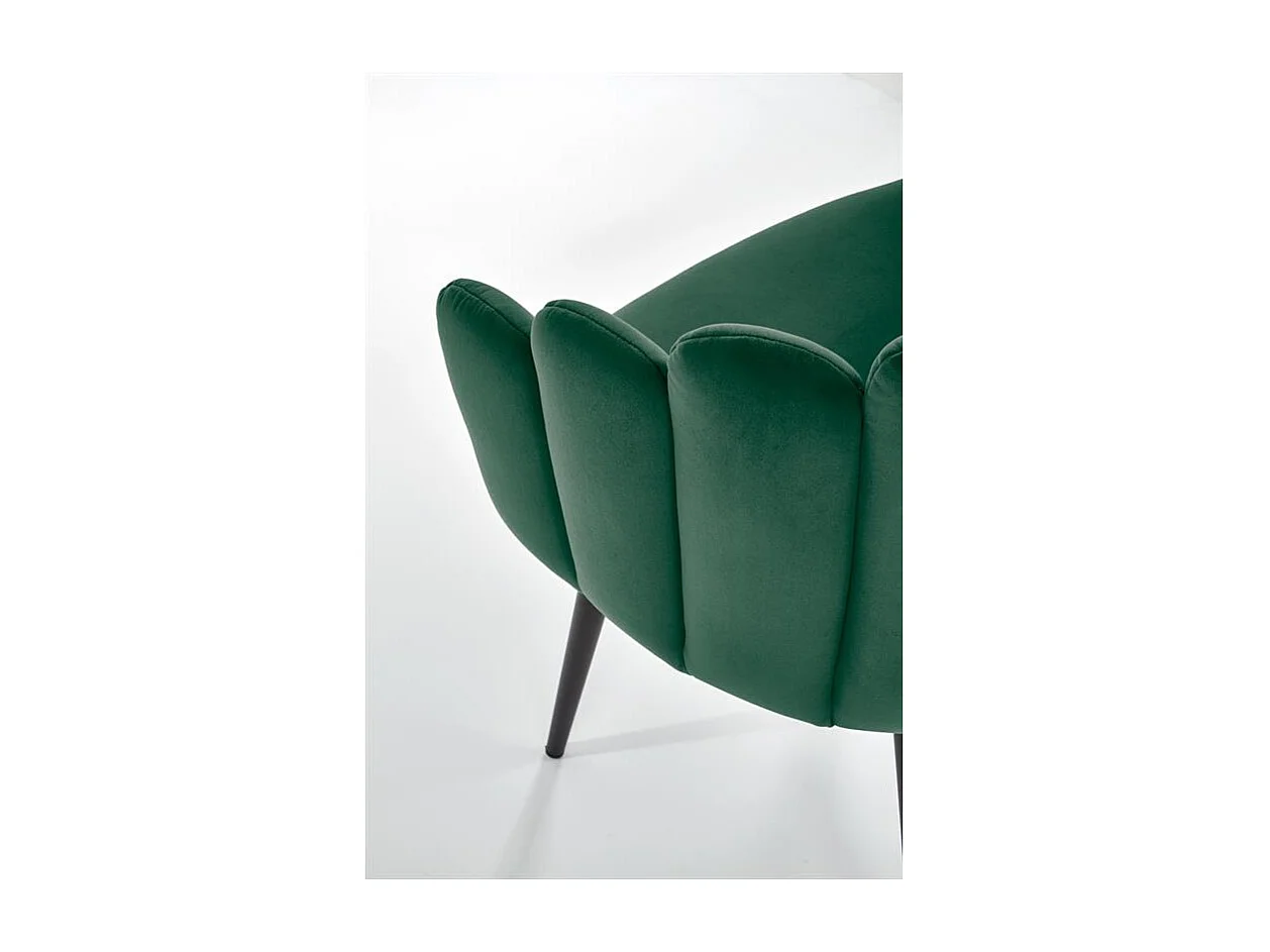 Silla de concha de terciopelo verde Amboise