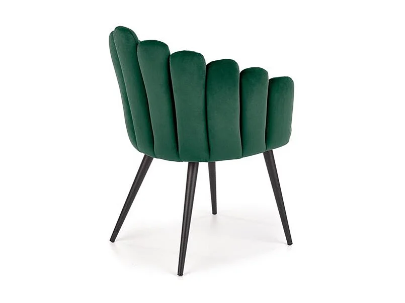 Silla de concha de terciopelo verde Amboise