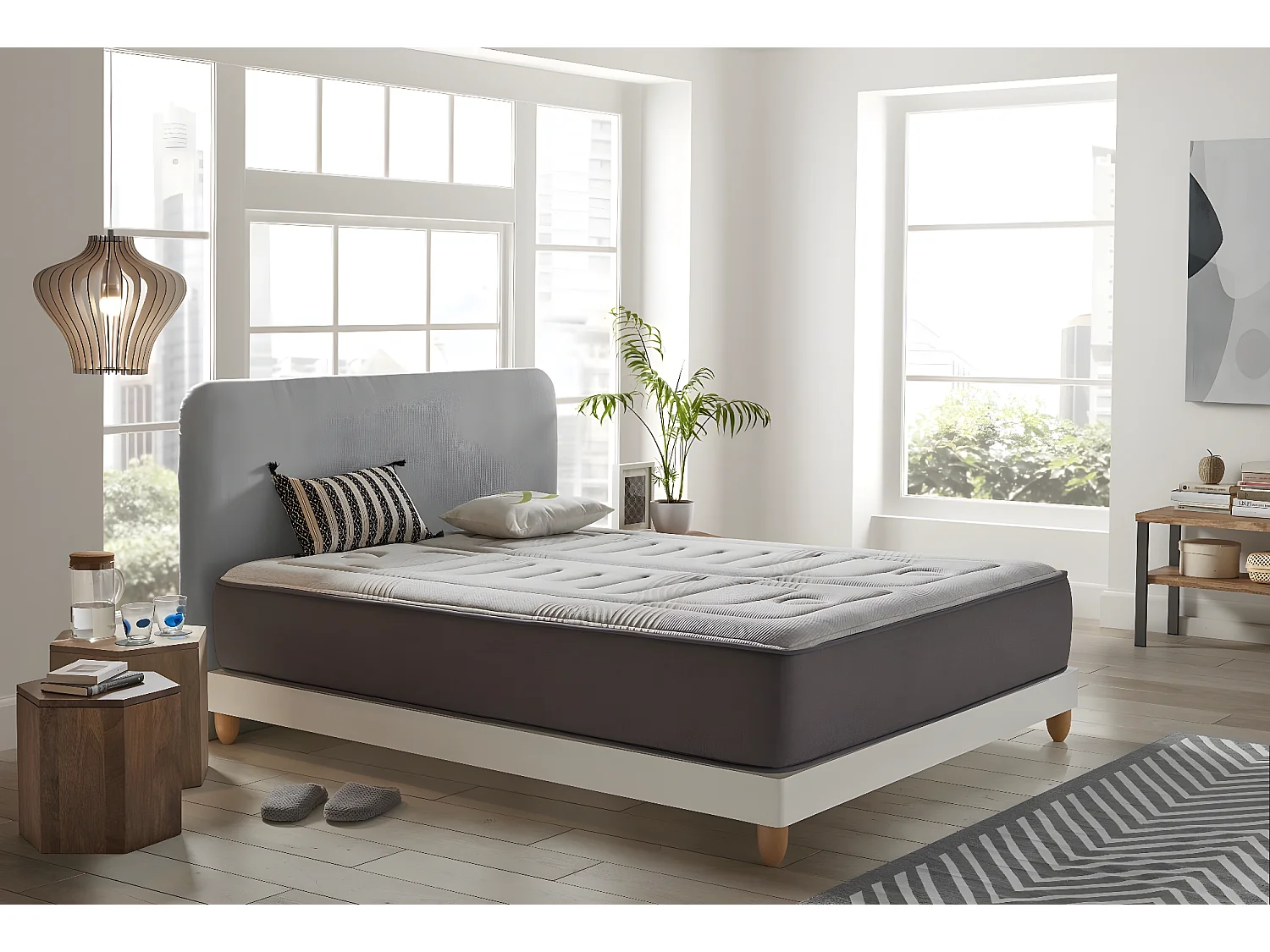 Cosmos - Matelas Jupiter 160x200 cm - Mousse à mémoire de forme HR - Soutien Blue Latex - Très Épais 30 cm, 7 Zones, Thermorégulateur - Réversible été, hiver