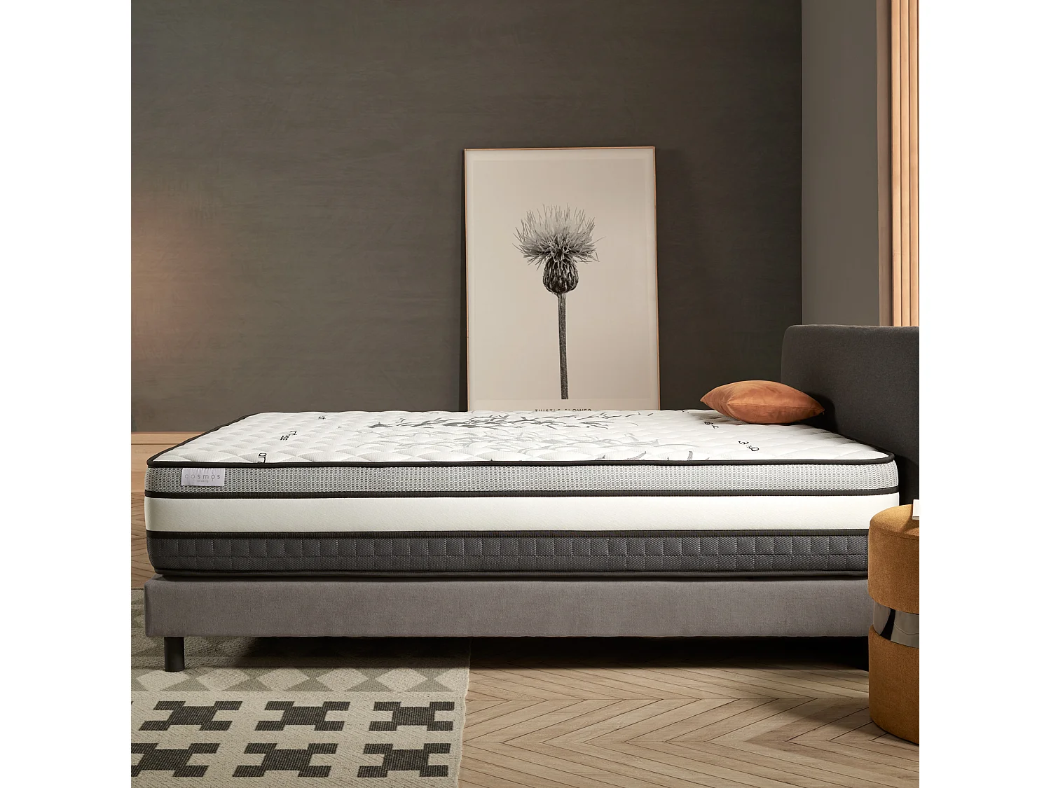 Cosmos - Matelas Solar 135x190 cm - Mousse à mémoire de forme HR - Soutien Blue Latex - Très Épais 30 cm, 7 Zones de confort, Thermorégulateur - Ergonomique