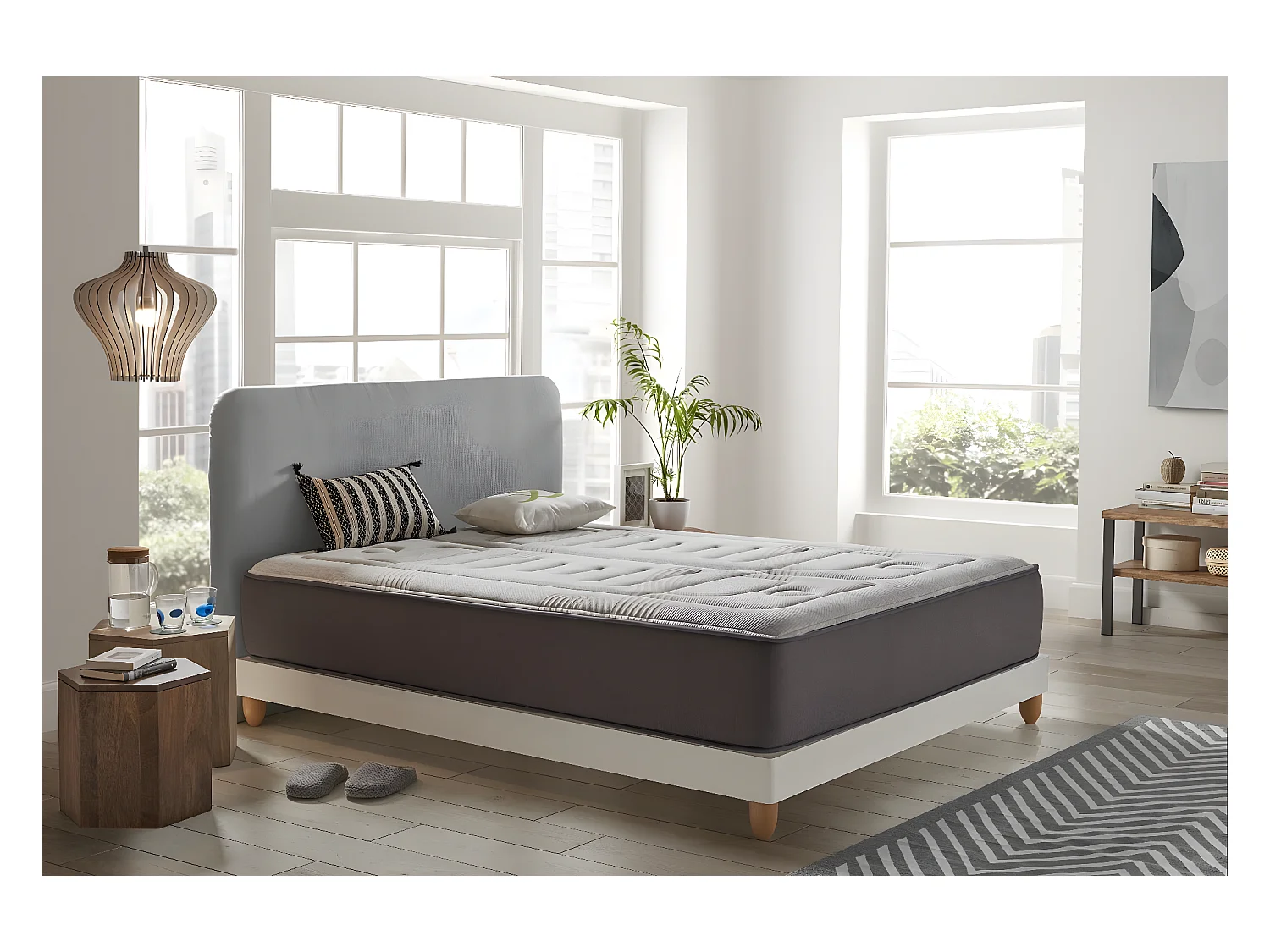 Cosmos - Matelas Jupiter 135x190 cm - Mousse à mémoire de forme HR - Soutien Blue Latex - Très Épais 30 cm, 7 Zones, Thermorégulateur - Réversible été, hiver