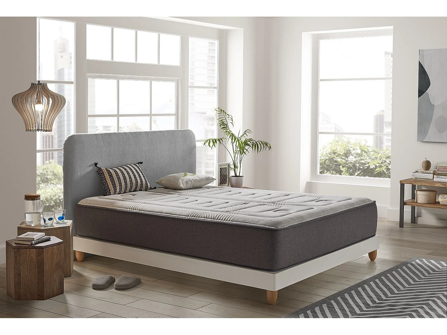 Cosmos - Matelas Jupiter 135x190 cm - Mousse à mémoire de forme HR - Soutien Blue Latex - Très Épais 30 cm, 7 Zones, Thermorégulateur - Réversible été, hiver