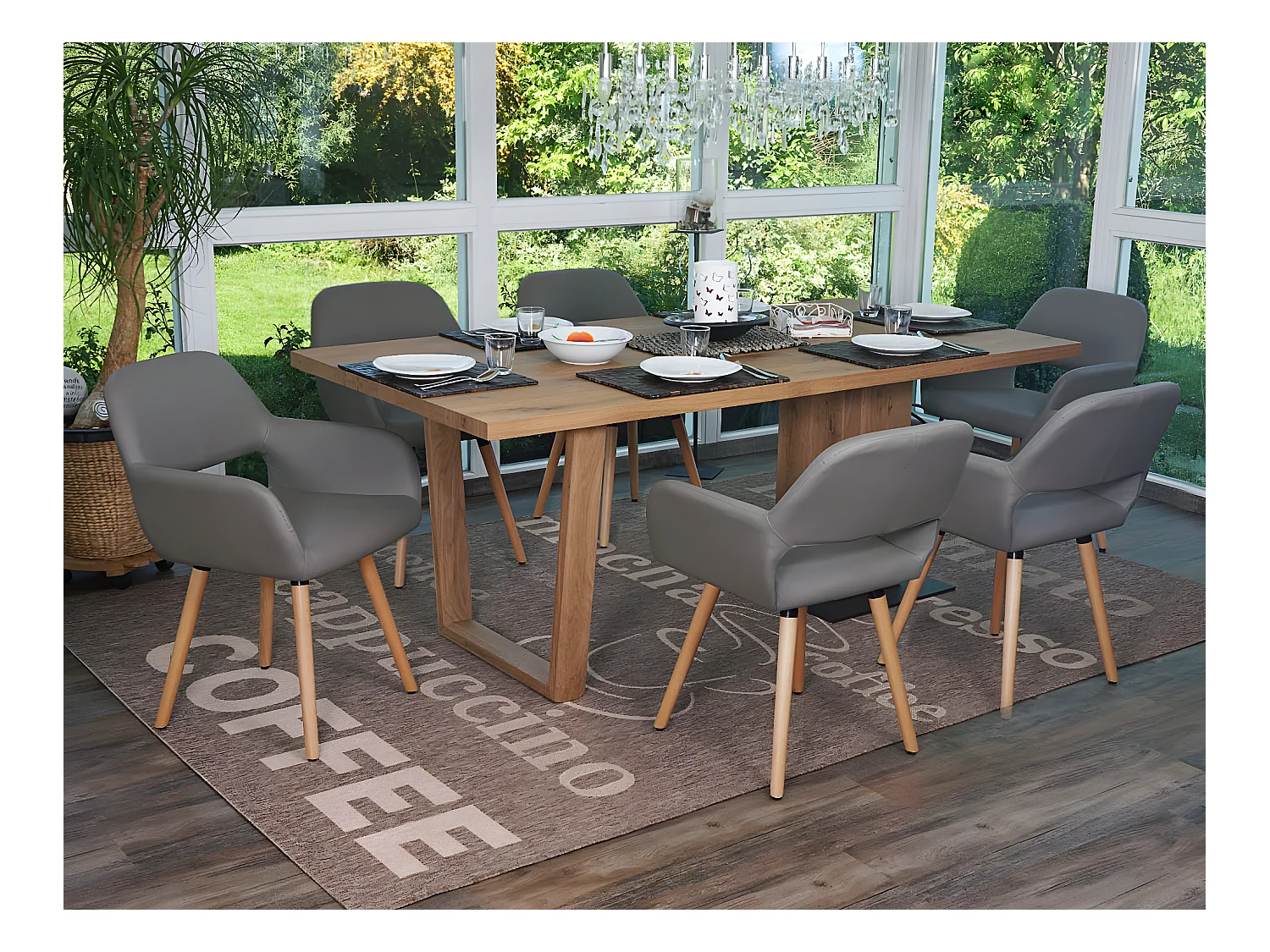 Chaise de salle à manger MCW-A50 II (lot de 6),  similicuir, taupe