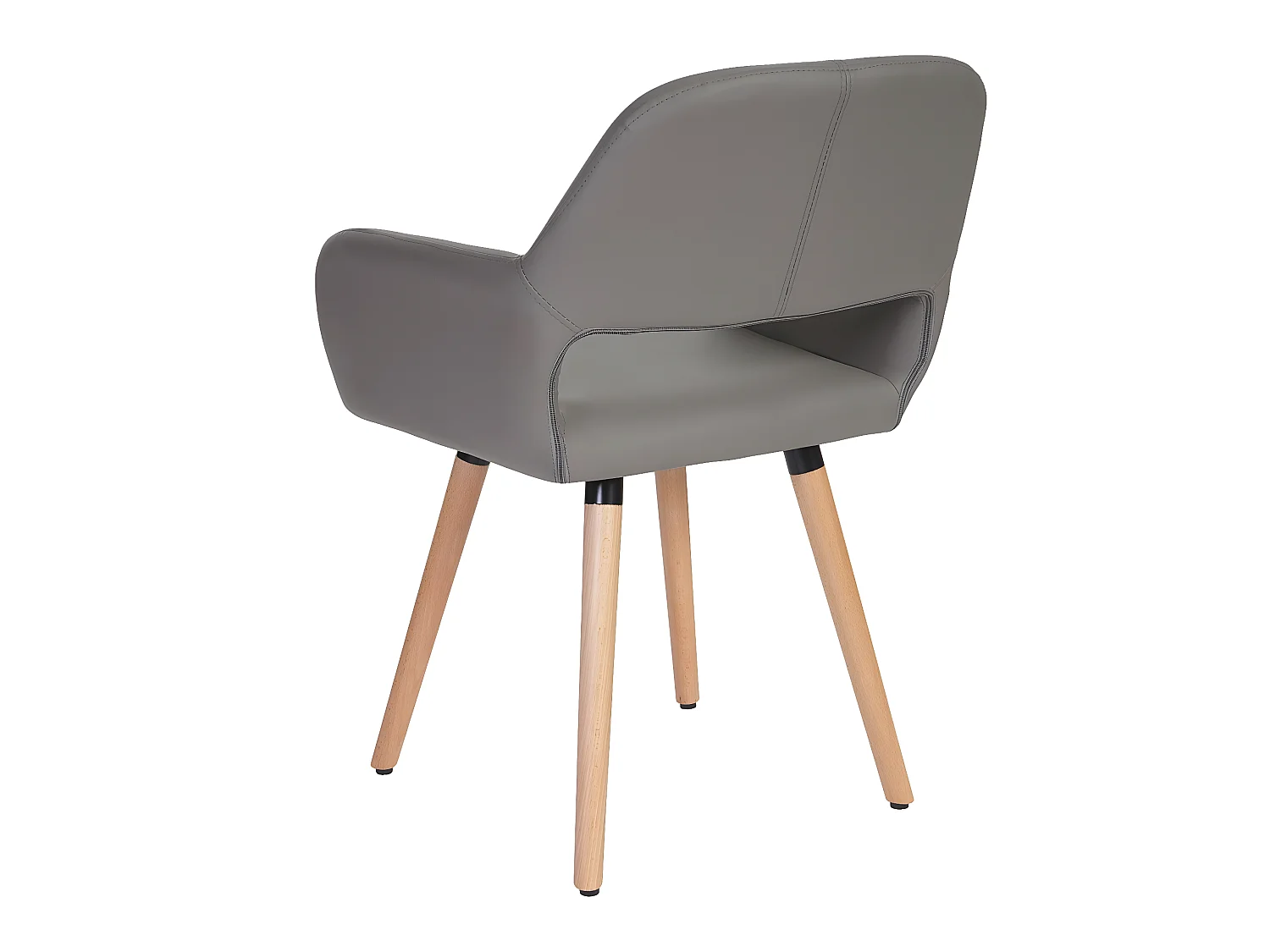 Silla de comedor MCW-A50 II (juego de 6),  piel sintética, gris topo, patas claras