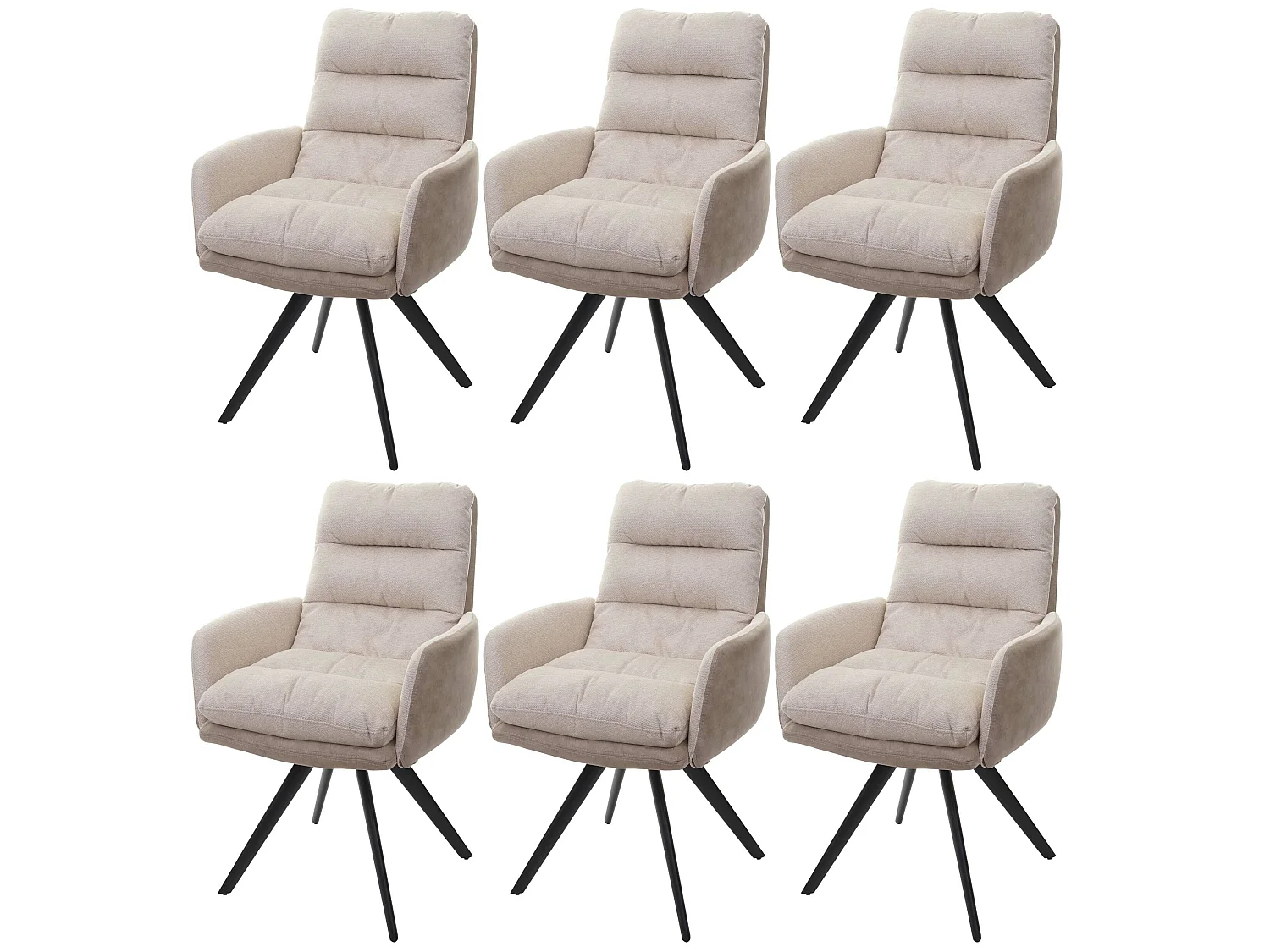 Chaise de salle à manger MCW-G66 (lot de 6),  crème, avec accoudoirs