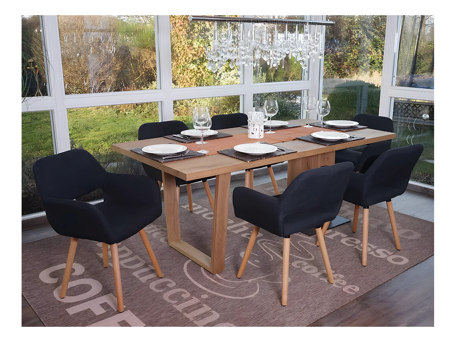Chaise de salle à manger MCW-A50 II (lot de 6),  tissu, noir