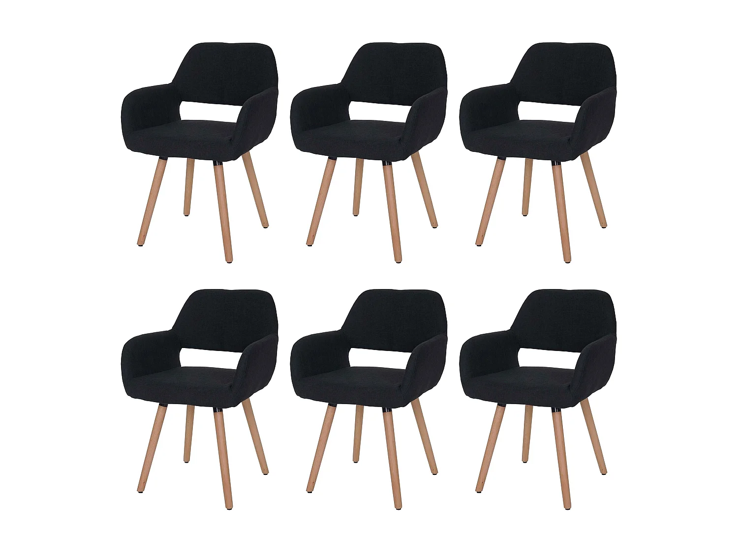 Chaise de salle à manger MCW-A50 II (lot de 6),  tissu, noir