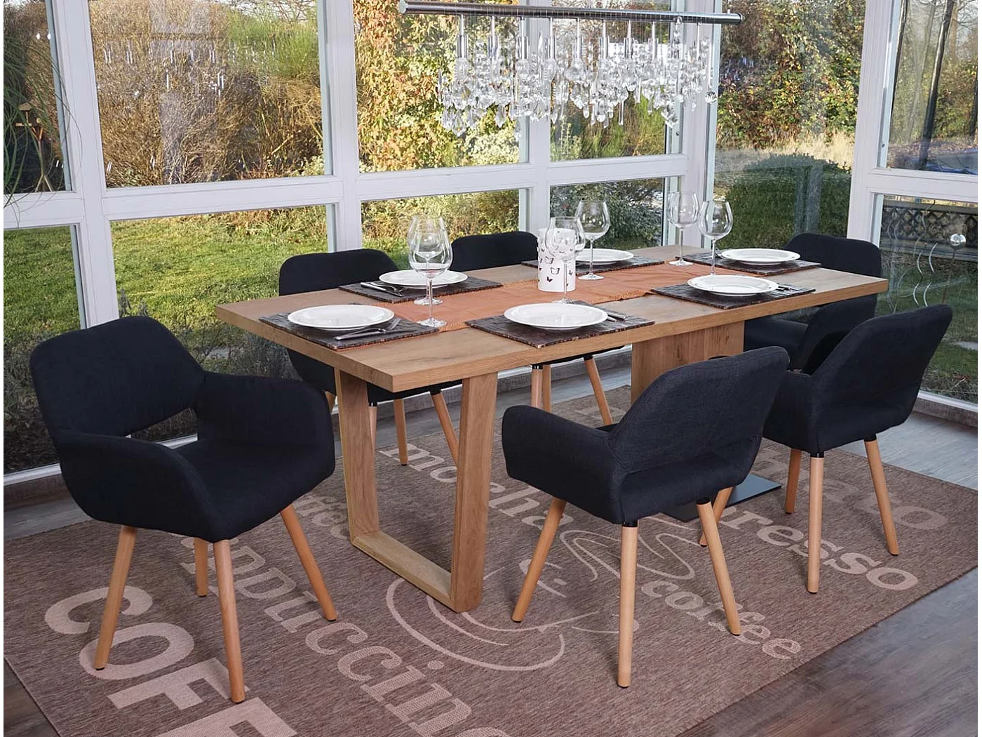 Chaise de salle à manger MCW-A50 II (lot de 6),  tissu, noir
