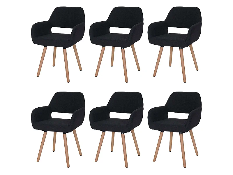 Chaise de salle à manger MCW-A50 II (lot de 6),  tissu, noir