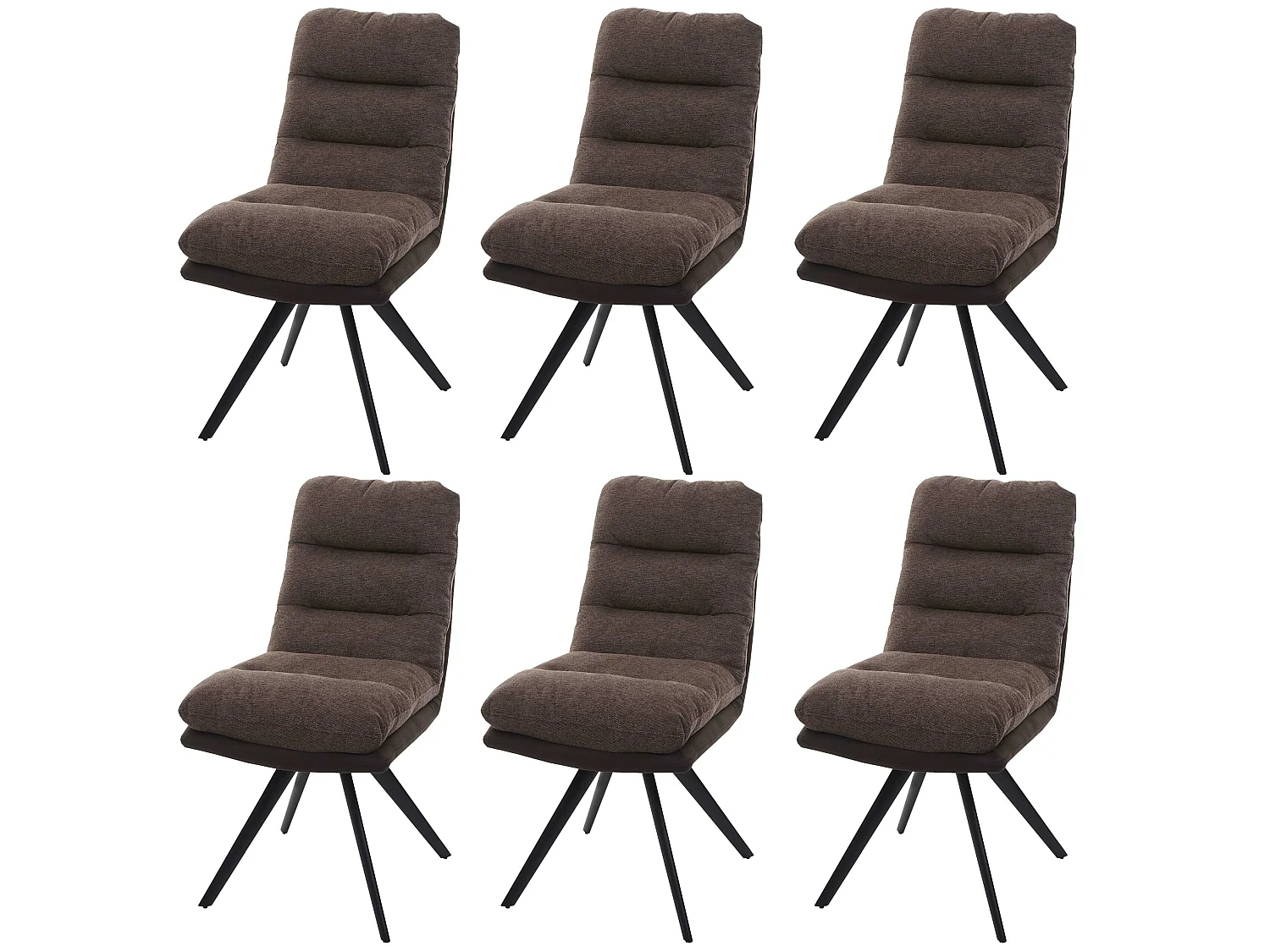 Set 6x sedie poltroncine girevole elegante imbottita MCW-G66 tessuto senza braccioli marrone