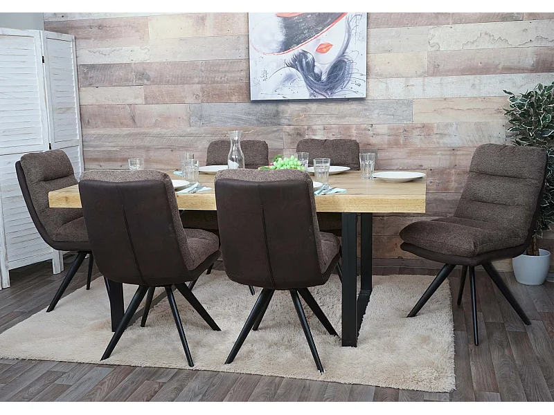 Set 6x sedie poltroncine girevole elegante imbottita MCW-G66 tessuto senza braccioli marrone