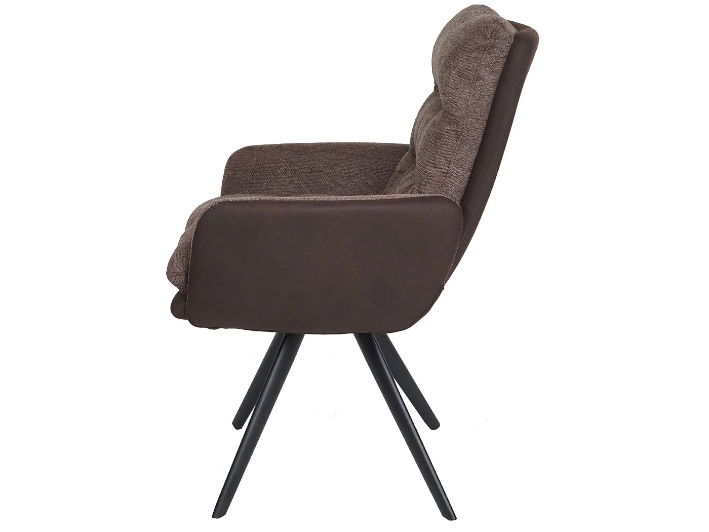 Set 6x sedie poltroncine girevole elegante imbottita MCW-G66 tessuto con braccioli marrone