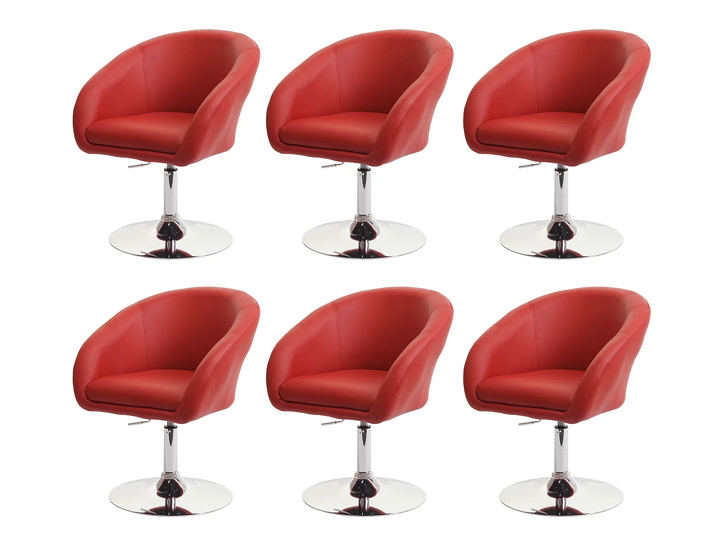 Chaise de salle à manger MCW-F19 (lot de 6),  similicuir rouge
