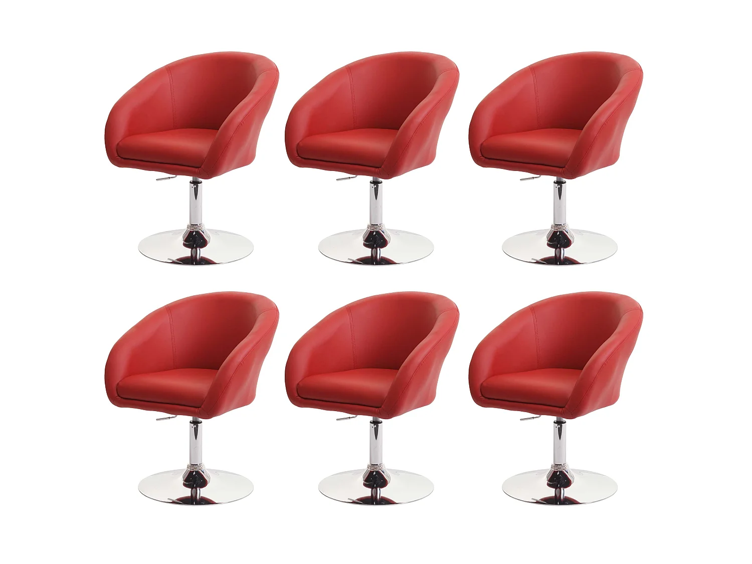 Chaise de salle à manger MCW-F19 (lot de 6),  similicuir rouge