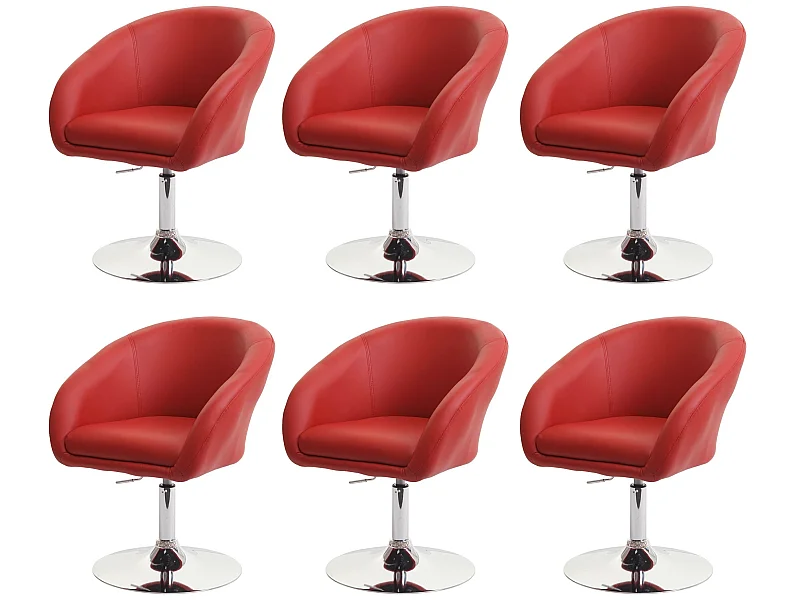 Chaise de salle à manger MCW-F19 (lot de 6),  similicuir rouge