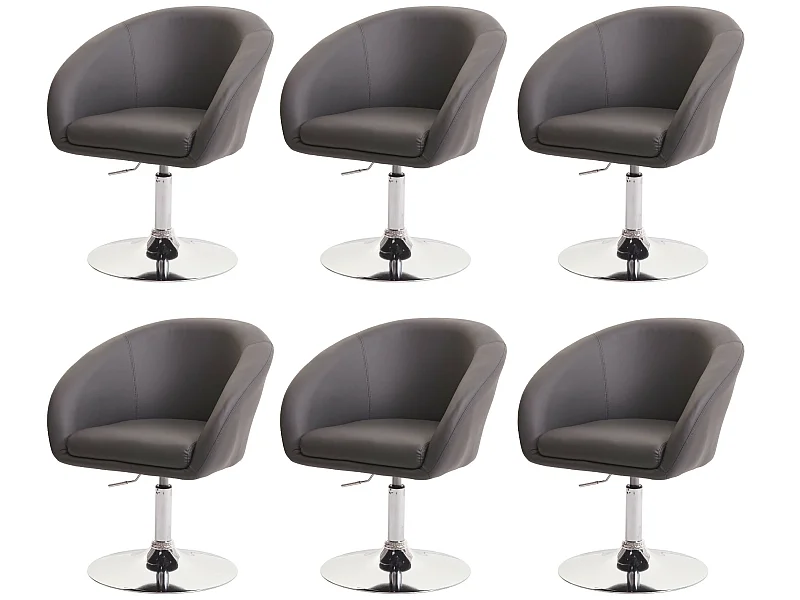 Silla de comedor MCW-F19 (juego de 6),  polipiel gris