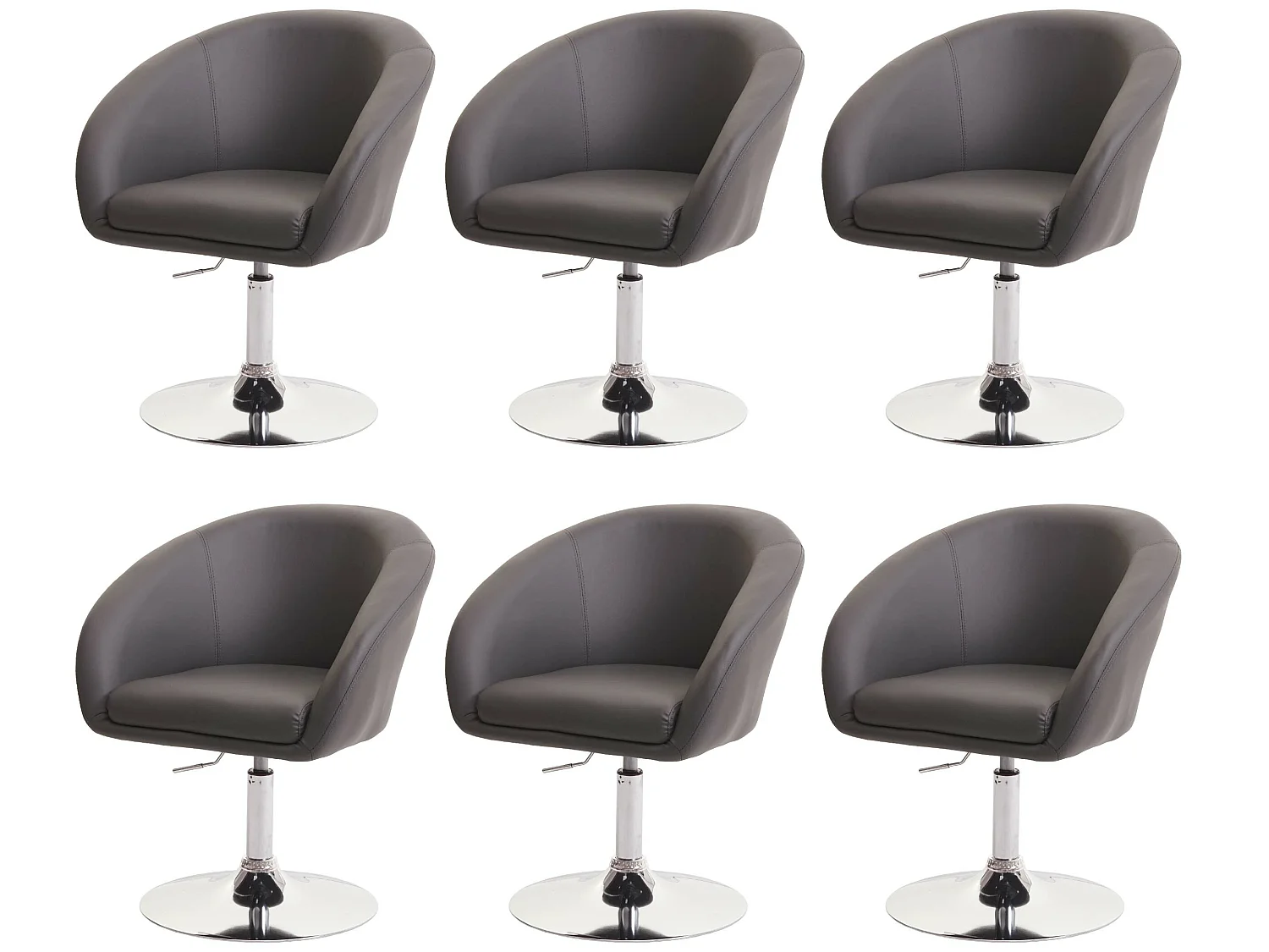 MCW-F19 eetkamerstoel (set van 6),  kunstleer grijs