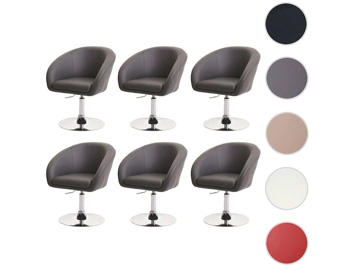 MCW-F19 eetkamerstoel (set van 6),  kunstleer grijs