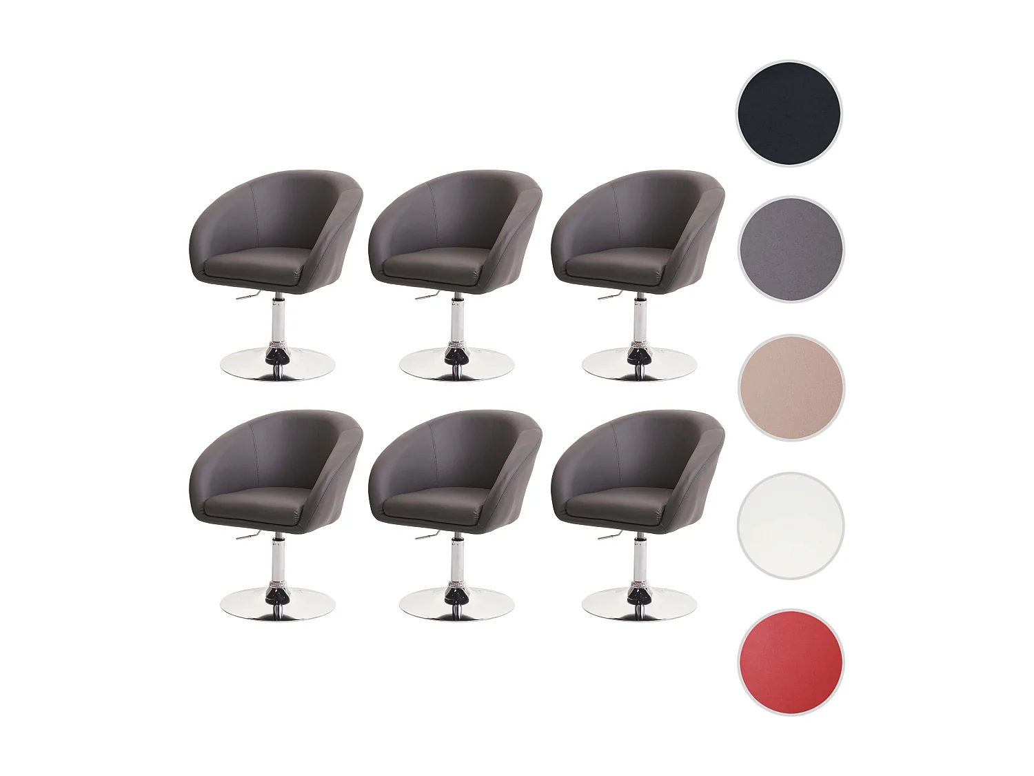 Chaise de salle à manger MCW-F19 (lot de 6),  similicuir gris