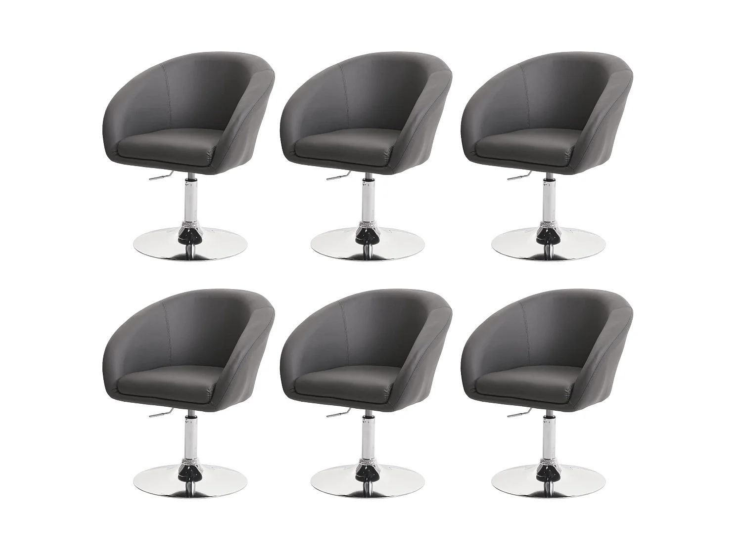 Eetkamerstoel MCW-F19 (set van 6),  grijs kunstleer