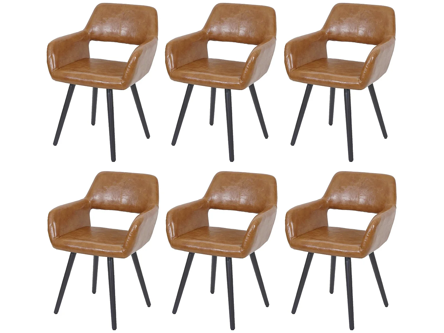 Chaise de salle à manger MCW-A50 II (lot de 6),  similicuir imitation daim, pieds foncés