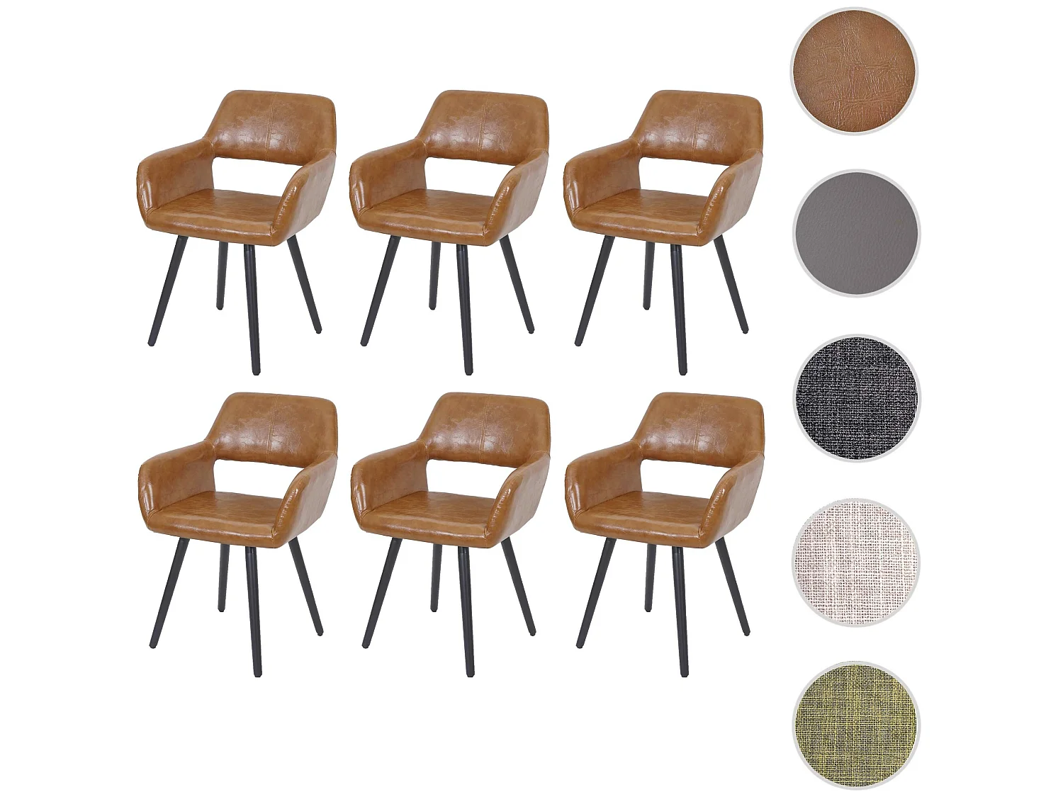 Chaise de salle à manger MCW-A50 II (lot de 6),  similicuir imitation daim, pieds foncés