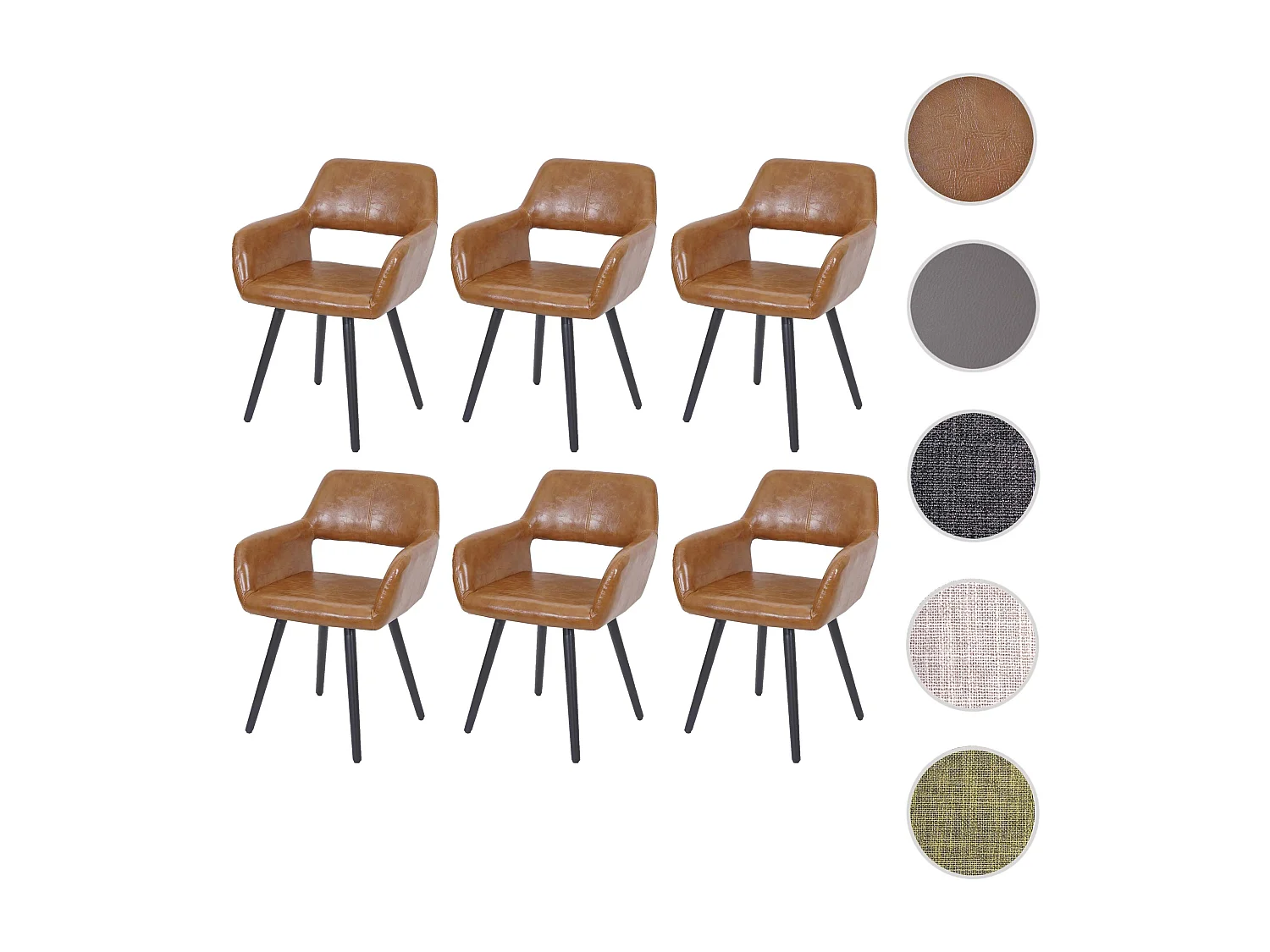 Esszimmerstuhl MCW-A50 II (6er-Set), Kunstleder, Wildlederimitat, dunkle Beine