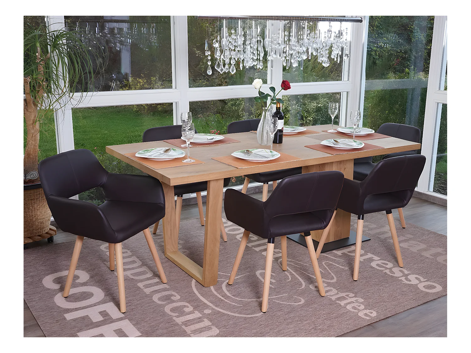 Chaise de salle à manger MCW-A50 II (lot de 6),  similicuir, marron